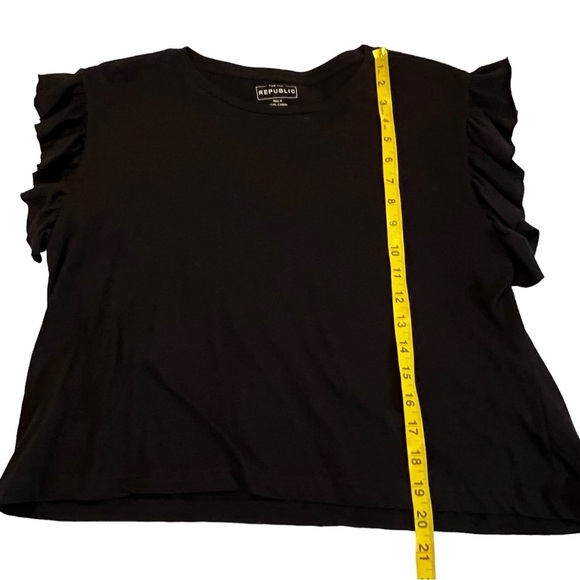 NEW For the Republic Flutter Sleeve Crew Neck Top S Boxy Oversized Black - Picture 9 of 11